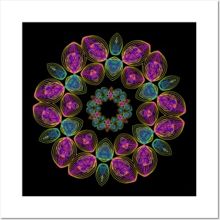 Butterfly Angel Wings | Harmonograph Kaleidoscope Green Pink Yellow Black Posters and Art